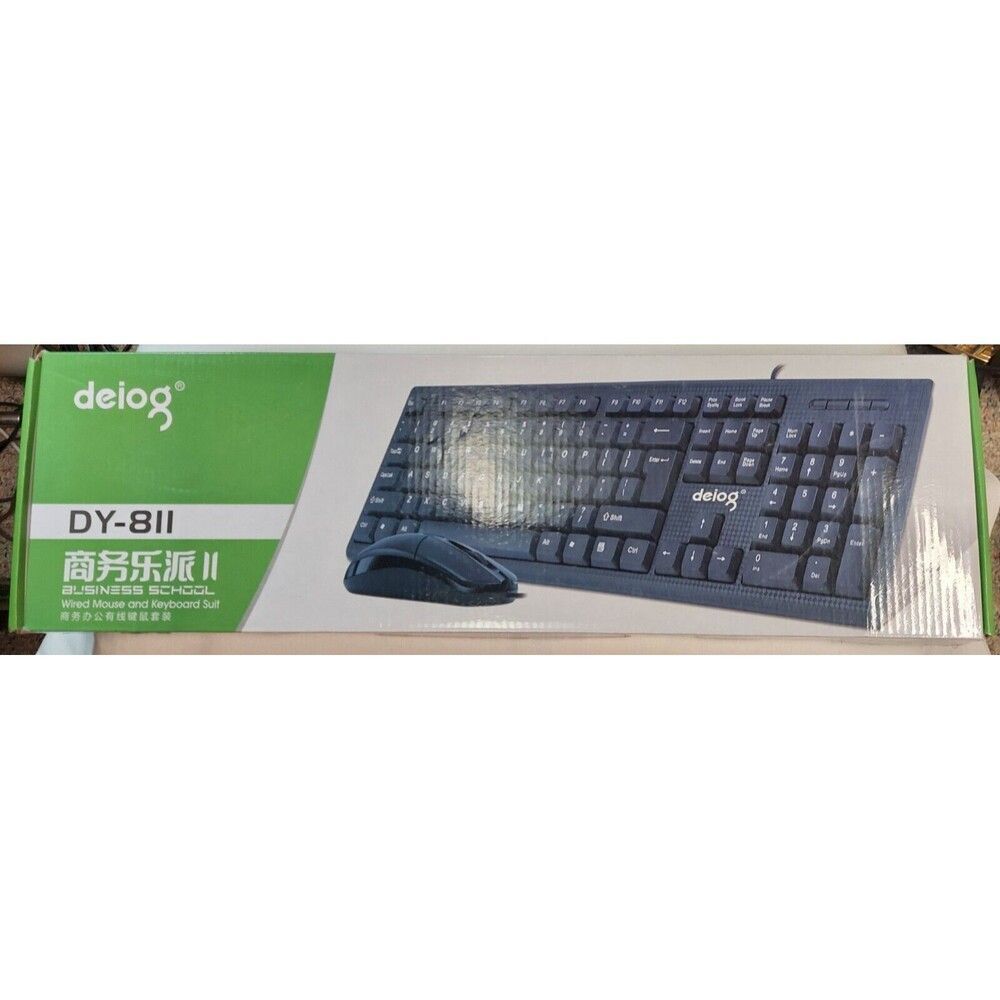 Deiog Wired Keyboard & Mouse Combo USB Black "Carbon Fiber Look" DY-811